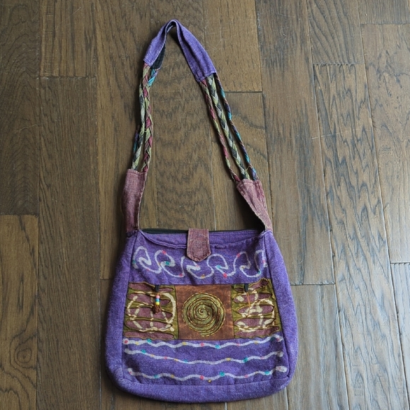 Napal Fair Trade Purple Shoulder Bag - Picture 1 of 7